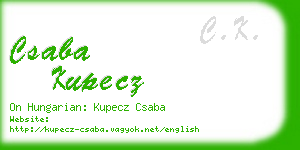 csaba kupecz business card